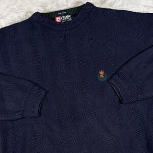 Y2K Vintage Ralph Lauren Chaps Crest Knit Sweater | Navy | L